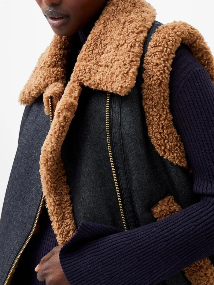 French Connection Mery Denim Gilet Indigo Woman Coats and Jackets