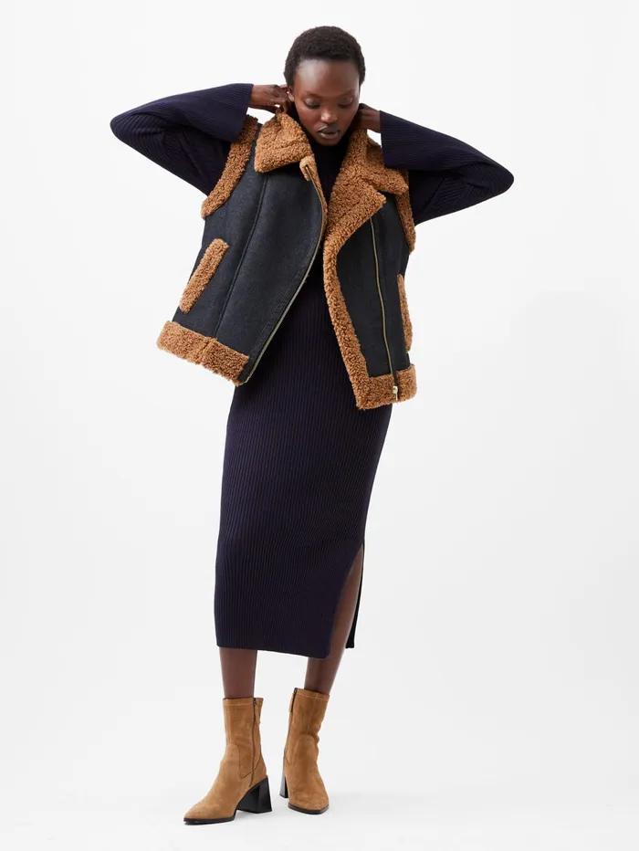 French Connection Mery Denim Gilet Indigo Woman Coats and Jackets