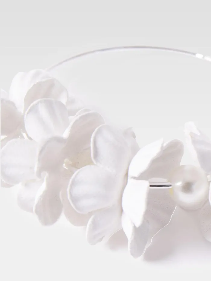 French Connection Metal Floral Earrings SilverWhite Woman Jewellery