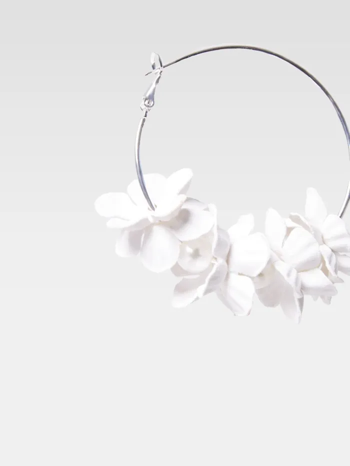 French Connection Metal Floral Earrings SilverWhite Woman Jewellery