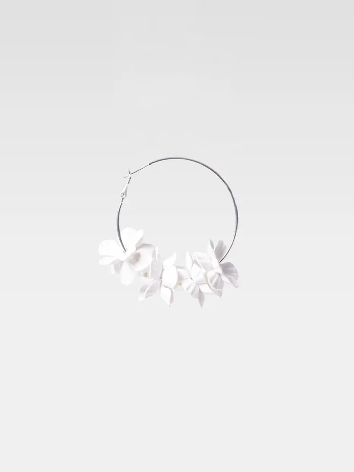 French Connection Metal Floral Earrings SilverWhite Woman Jewellery