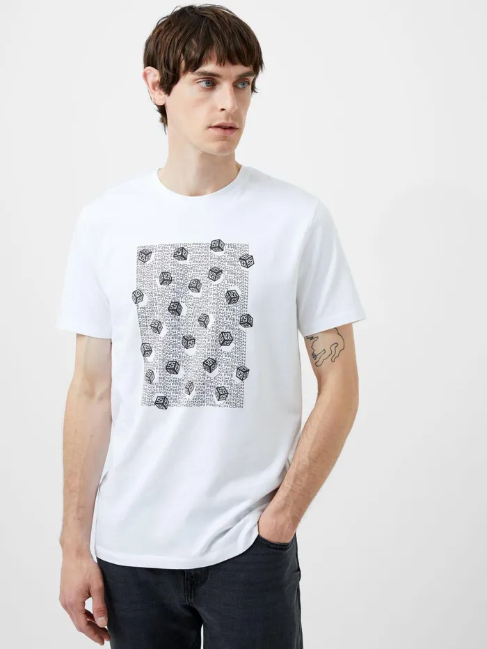 French Connection Mini Dice Organic Graphic TShirt White Man TShirts and Polo Shirts French Connection Mini Dice Organic Graphic TShirt White Man TShirts and Polo Shirts