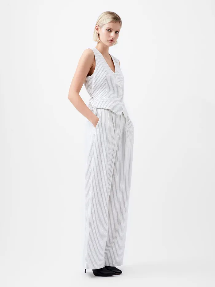 French Connection Pinstripe High Waisted Trousers WhiteBlack Woman Trousers