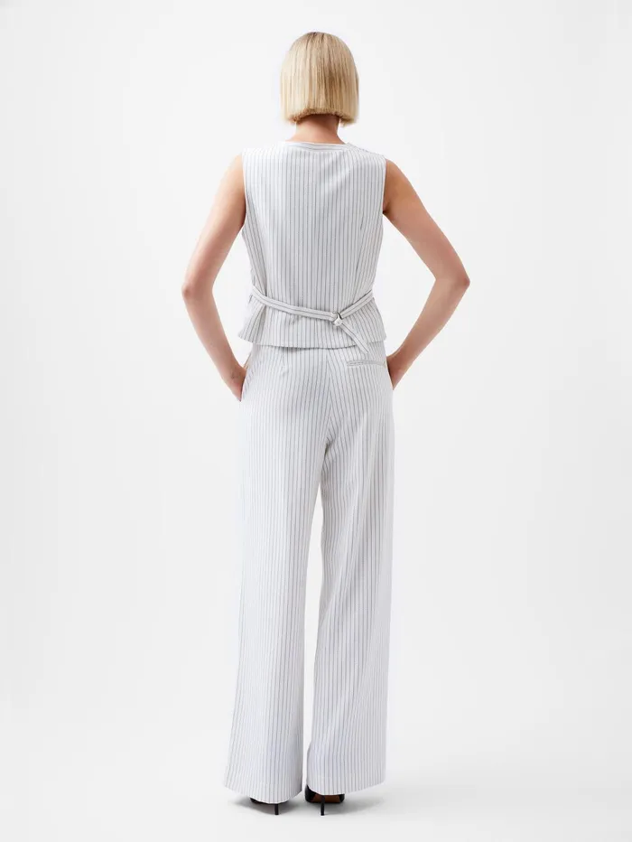 French Connection Pinstripe High Waisted Trousers WhiteBlack Woman Trousers