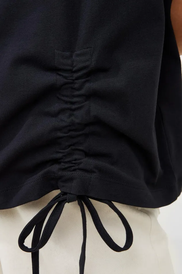 French Connection Rallie Cotton Rouched TShirt Blackout Woman Tops