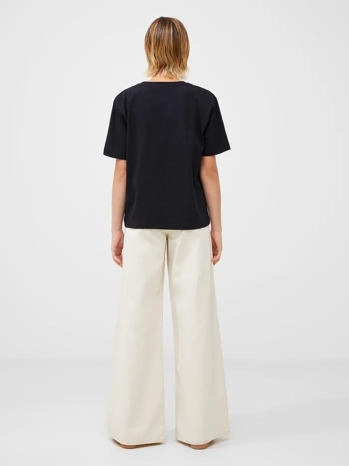 French Connection Rallie Cotton Rouched TShirt Blackout Woman Tops