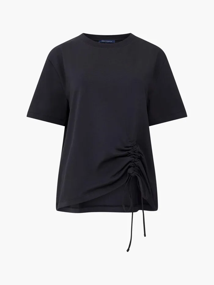 French Connection Rallie Cotton Rouched TShirt Blackout Woman Tops