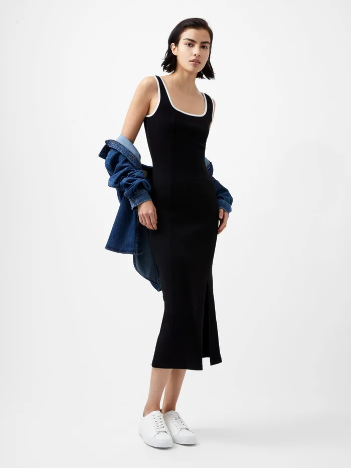 French Connection Rassia Rib Contrast Square Neck Midi Dress BlackPorcelain Cream Woman Dresses French Connection Rassia Rib Contrast Square Neck Midi Dress BlackPorcelain Cream Woman Dresses