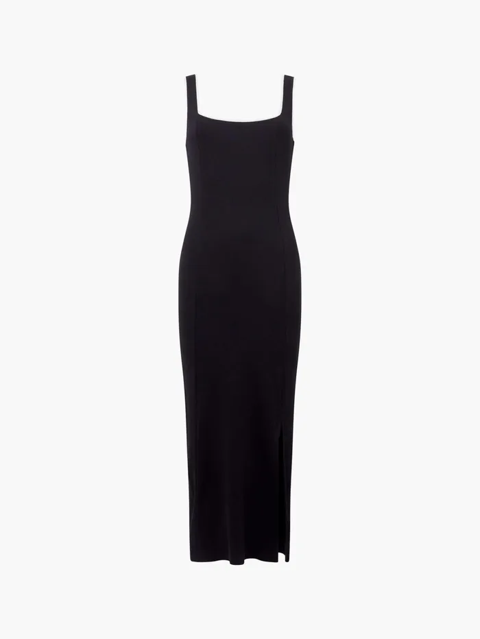 French Connection Rassia Rib Contrast Square Neck Midi Dress BlackPorcelain Cream Woman Dresses