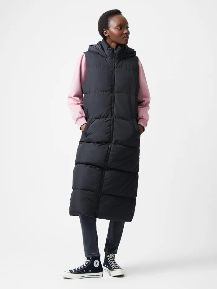 French Connection Row Long Gilet Black Woman Coats and Jackets