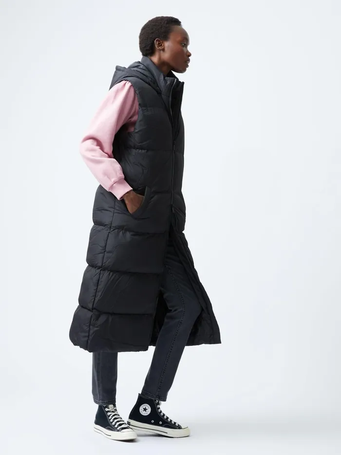 French Connection Row Long Gilet Black Woman Coats and Jackets