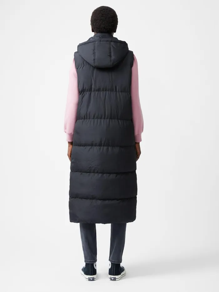 French Connection Row Long Gilet Black Woman Coats and Jackets