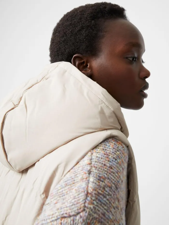 French Connection Row Long Gilet Putty Woman Coats and Jackets