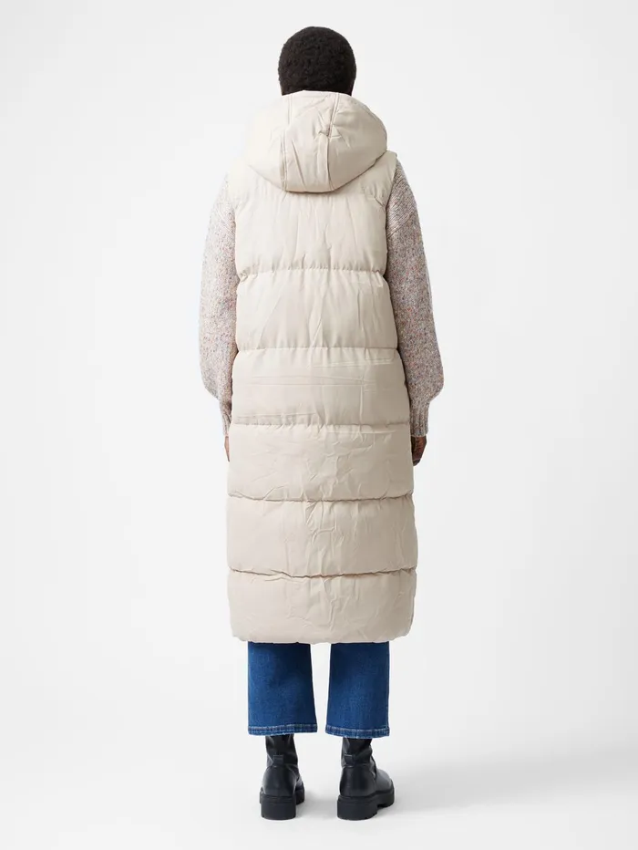 French Connection Row Long Gilet Putty Woman Coats and Jackets