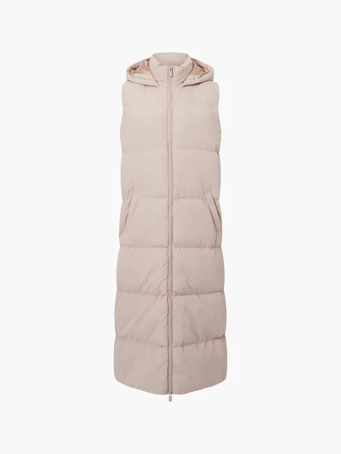 French Connection Row Long Gilet Putty Woman Coats and Jackets