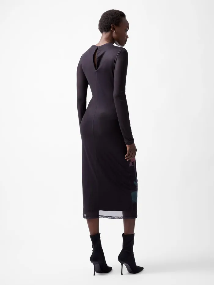 French Connection Smokey Placement Floral Dress Blackout Multi Woman Dresses