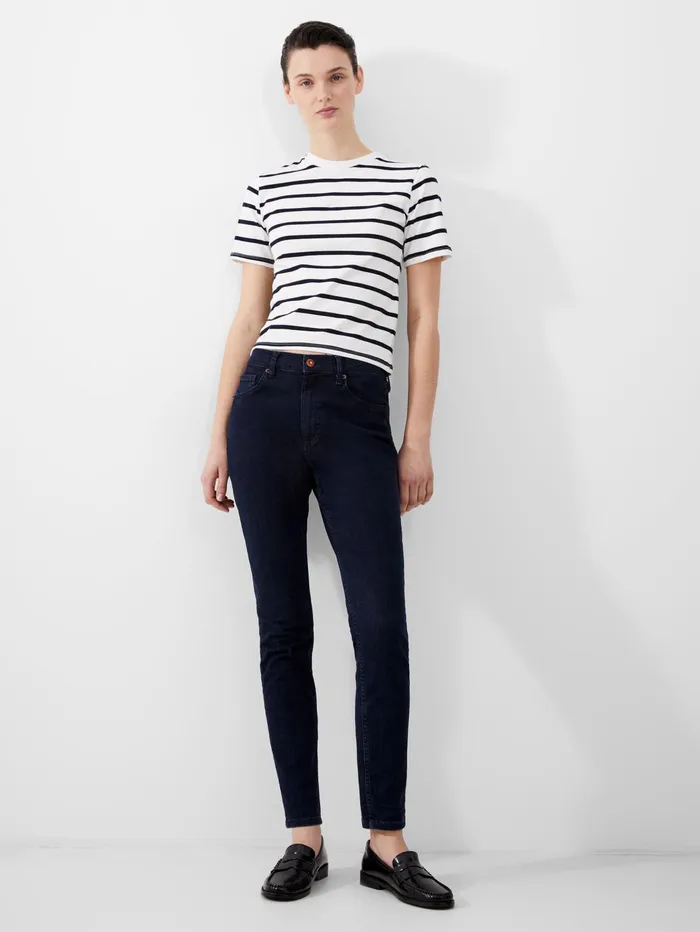 French Connection Soft Stretch Denim High Rise Skinny Jeans 30 Inch Dark Wash Woman Trousers