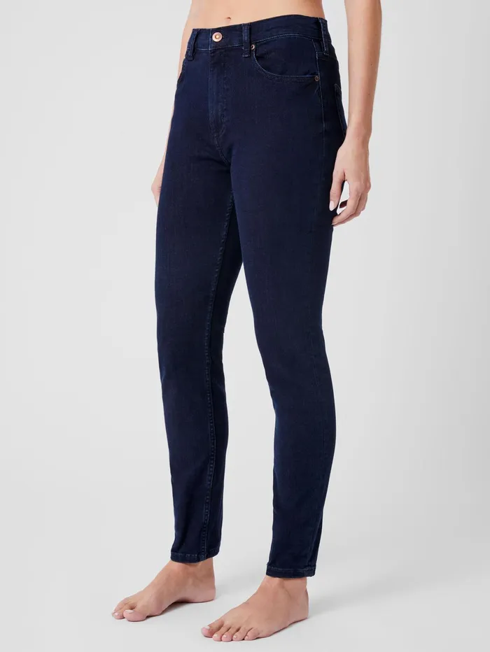 French Connection Soft Stretch Denim High Rise Skinny Jeans 30 Inch Dark Wash Woman Trousers