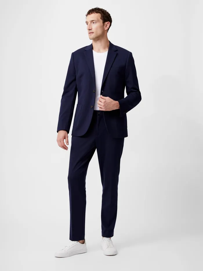 French Connection Stretch Knit Suit Jacket Marine Man Coats and Jackets
