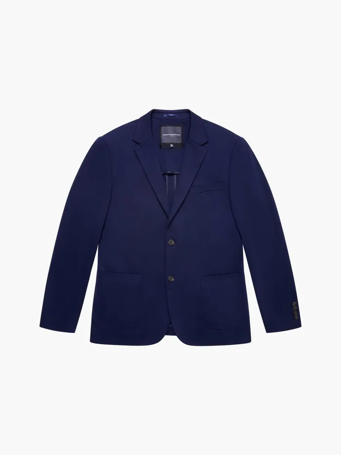 French Connection Stretch Knit Suit Jacket Marine Man Coats and Jackets