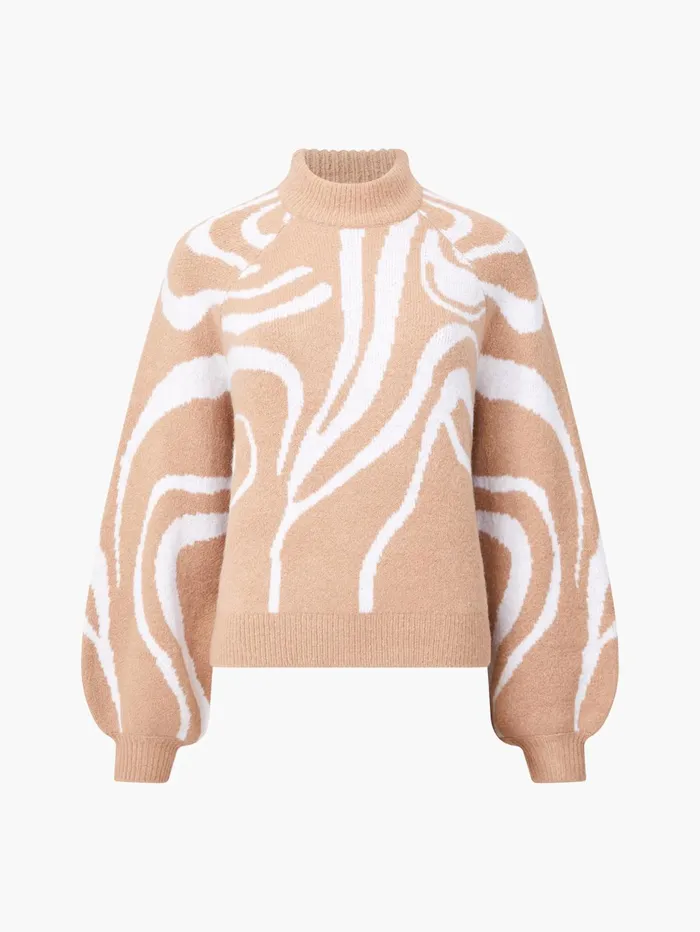 French Connection Swirl Patterned Jumper TanIvory Woman Jumpers and Cardigans French Connection Swirl Patterned Jumper TanIvory Woman Jumpers and Cardigans