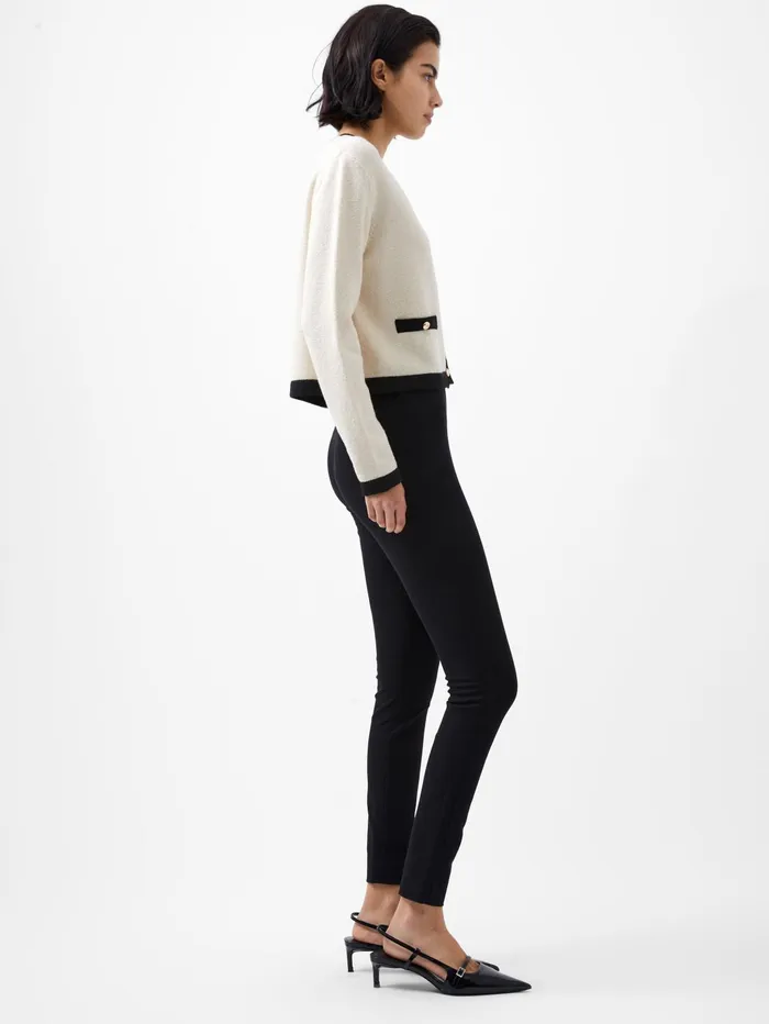 French Connection Vhari Recycled Contrast Cardigan 8211 Classic CreamBlack Woman Jumpers and Cardigans
