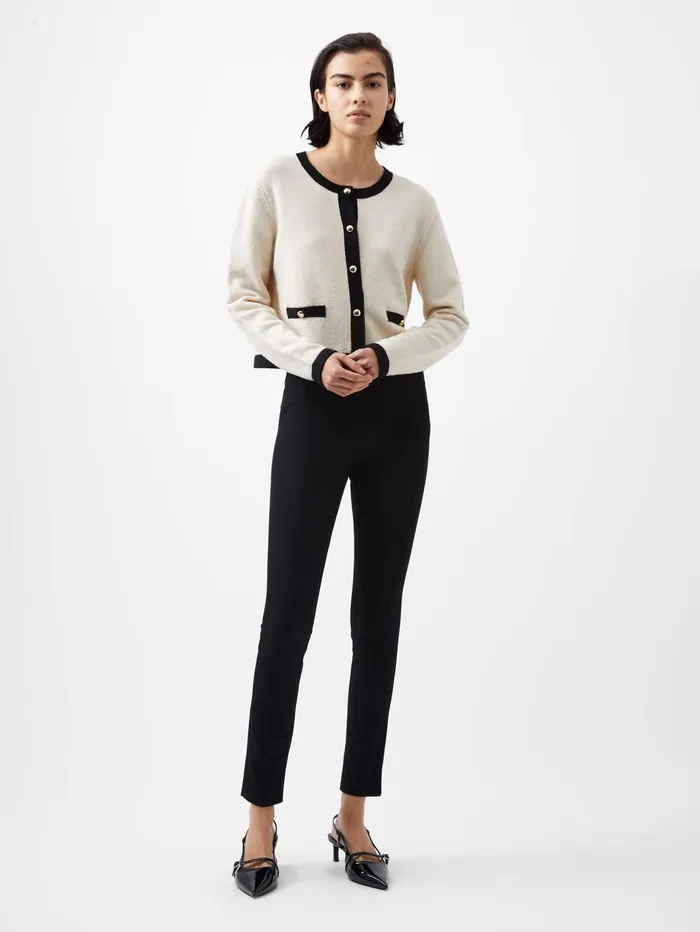 French Connection Vhari Recycled Contrast Cardigan 8211 Classic CreamBlack Woman Jumpers and Cardigans