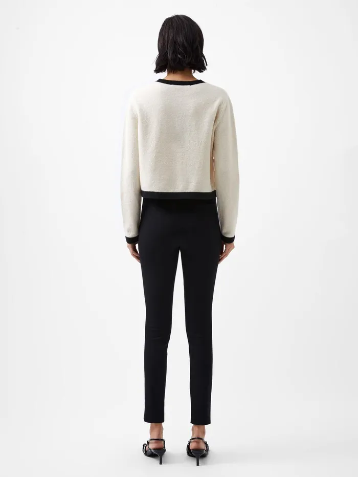 French Connection Vhari Recycled Contrast Cardigan 8211 Classic CreamBlack Woman Jumpers and Cardigans