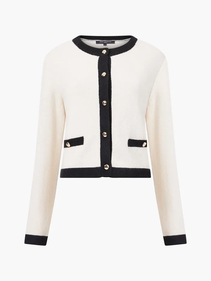French Connection Vhari Recycled Contrast Cardigan 8211 Classic CreamBlack Woman Jumpers and Cardigans