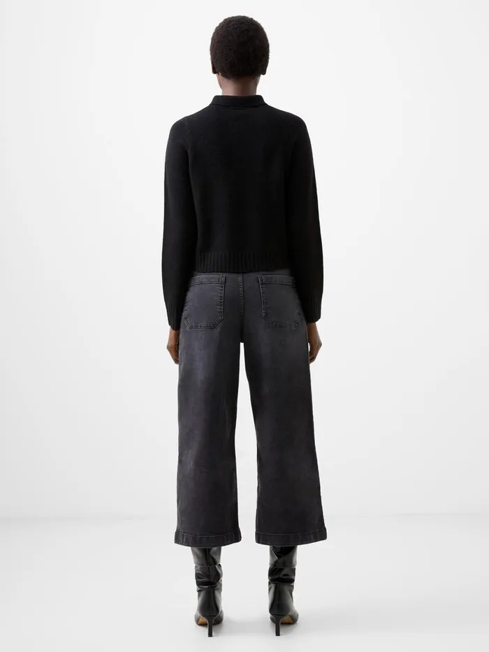 French Connection Vhari Recycled Long Sleeve Button Up Jumper Black Woman Jumpers and Cardigans