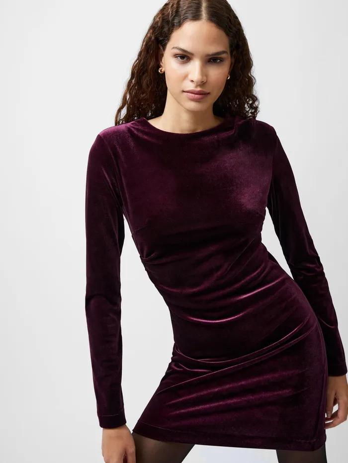French Connection Viola Velvet Long Sleeve Bodycon Mini Dress Burgundy Red Woman Dresses French Connection Viola Velvet Long Sleeve Bodycon Mini Dress Burgundy Red Woman Dresses