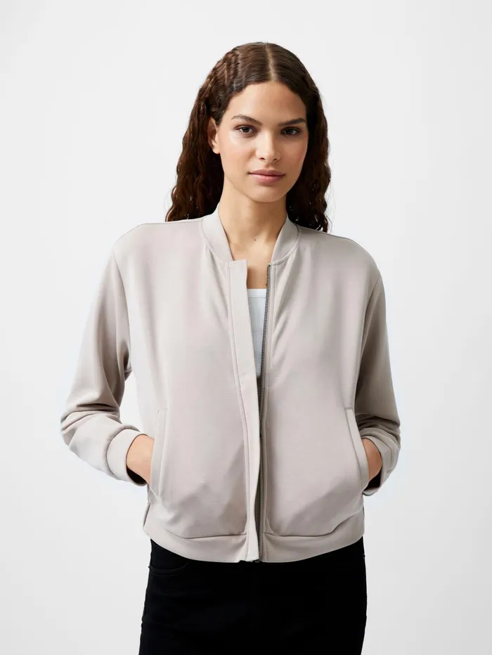 French Connection Wren Zip Through Bomber Jacket Washed Macchiato Woman Coats and Jackets