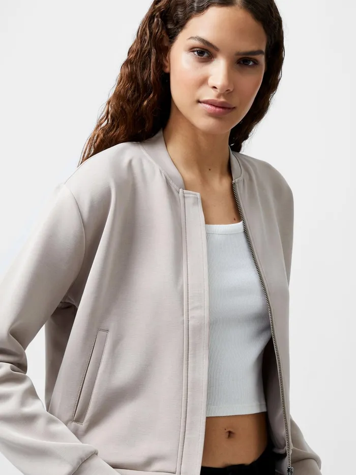 French Connection Wren Zip Through Bomber Jacket Washed Macchiato Woman Coats and Jackets