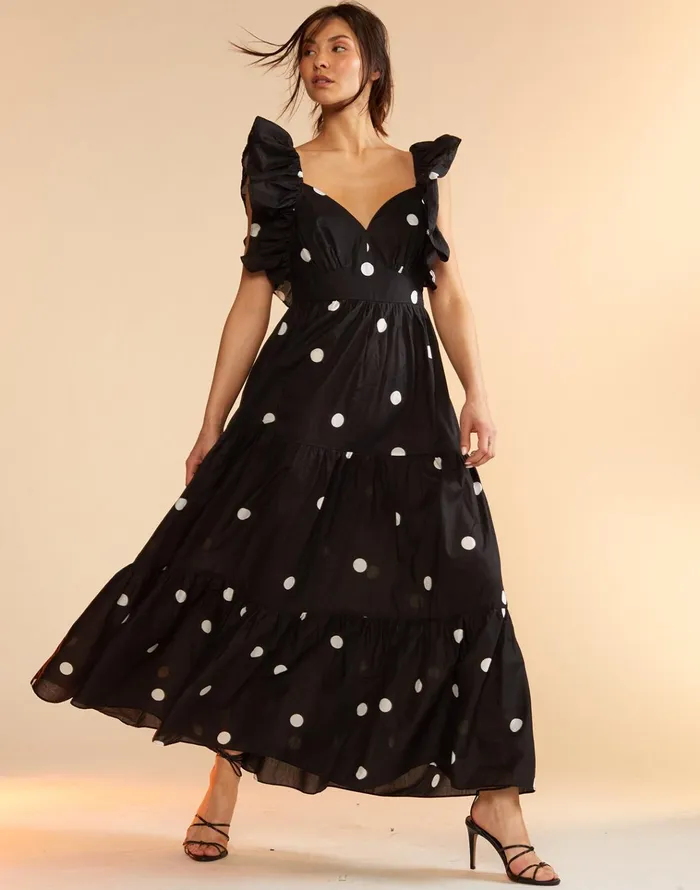 Gabriella Ruffle Dress 8211 Blkwt Women Cynthia Rowley Dresses