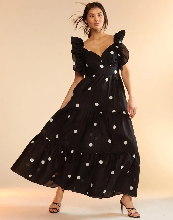 Gabriella Ruffle Dress 8211 Blkwt Women Cynthia Rowley Dresses