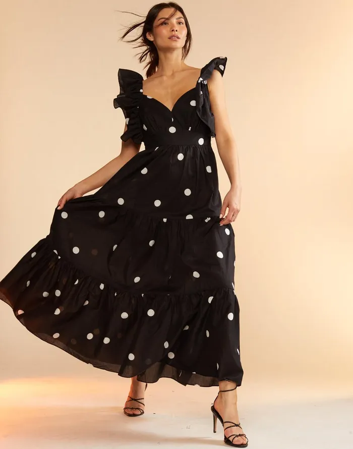Gabriella Ruffle Dress 8211 Blkwt Women Cynthia Rowley Dresses