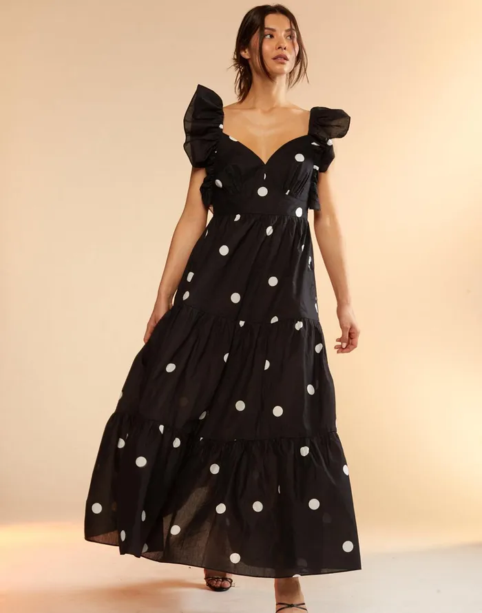 Gabriella Ruffle Dress 8211 Blkwt Women Cynthia Rowley Dresses