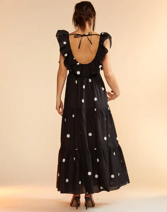 Gabriella Ruffle Dress 8211 Blkwt Women Cynthia Rowley Dresses