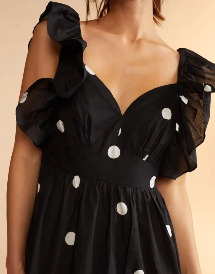 Gabriella Ruffle Dress 8211 Blkwt Women Cynthia Rowley Dresses