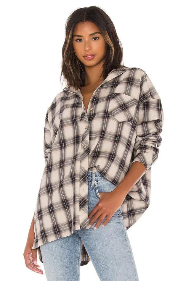 Gela Oversized Top Nude Plaid Women Lovers and Friends Tops