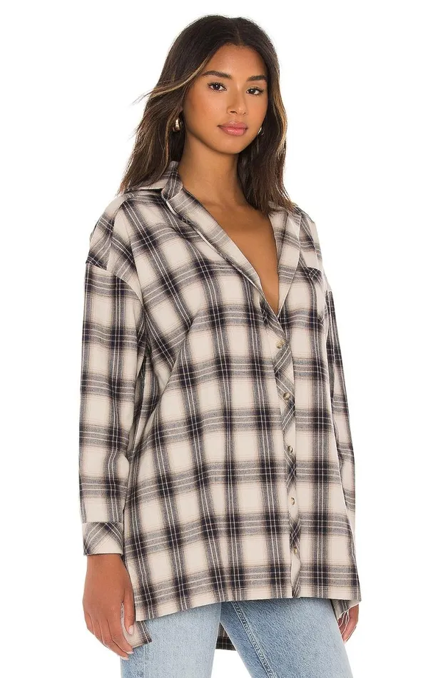 Gela Oversized Top Nude Plaid Women Lovers and Friends Tops