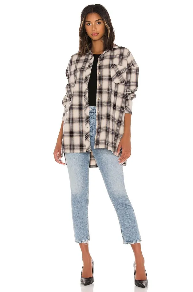 Gela Oversized Top Nude Plaid Women Lovers and Friends Tops
