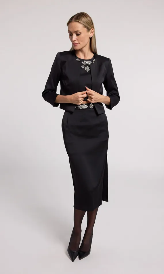 Generation Love Clothing Adalee Satin Jacket Black Women Blazers and Jackets