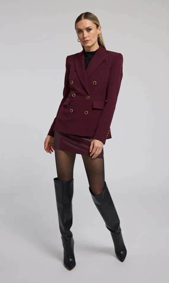 Generation Love Clothing Arielle Crepe Blazer Malbec Women Blazers and Jackets
