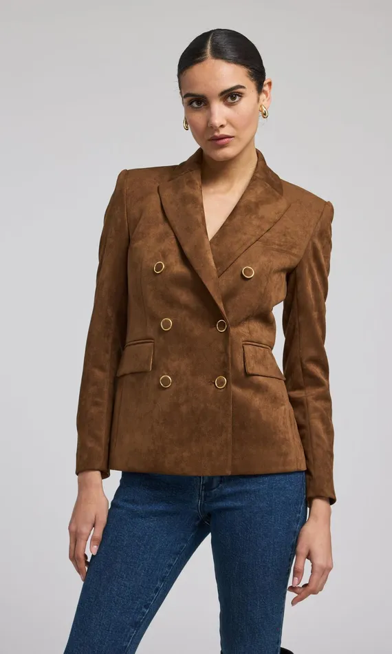 Generation Love Clothing Arielle Vegan Suede Blazer Caramel Women Blazers and Jackets