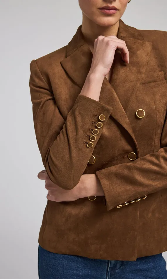 Generation Love Clothing Arielle Vegan Suede Blazer Caramel Women Blazers and Jackets