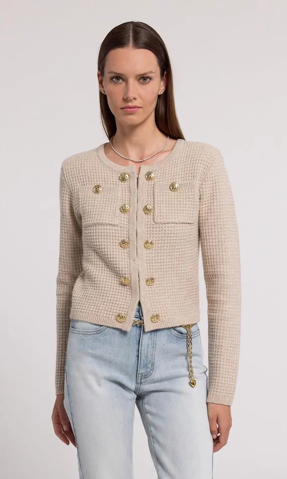 Generation Love Clothing Cypress Knit Cardigan Heather Oatmeal Women Sweaters and Sweatshirts