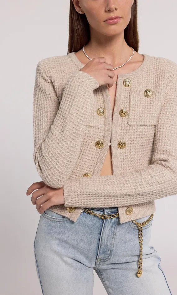 Generation Love Clothing Cypress Knit Cardigan Heather Oatmeal Women Sweaters and Sweatshirts