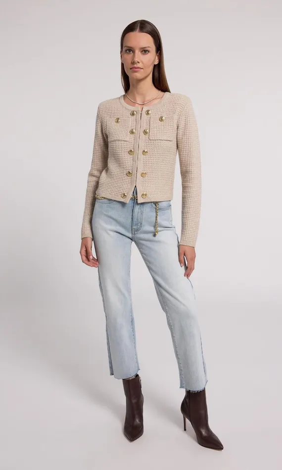 Generation Love Clothing Cypress Knit Cardigan Heather Oatmeal Women Sweaters and Sweatshirts