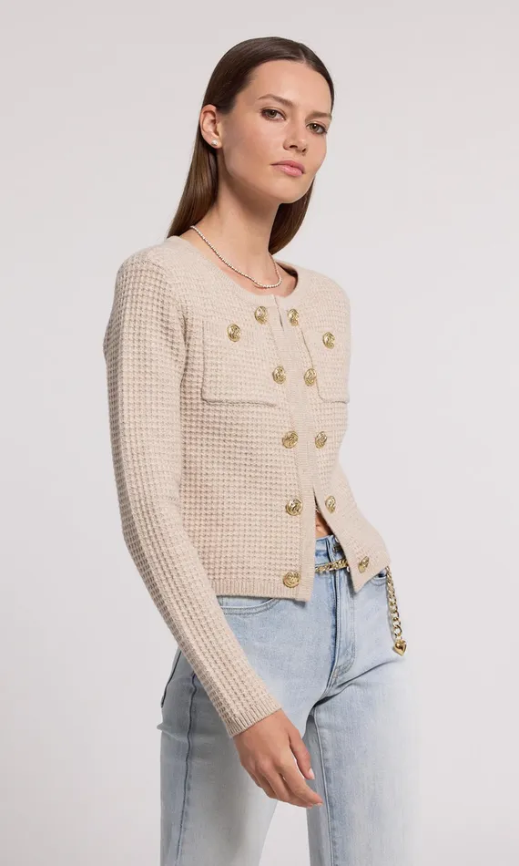 Generation Love Clothing Cypress Knit Cardigan Heather Oatmeal Women Sweaters and Sweatshirts